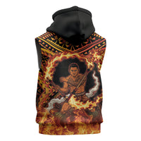 Samoa Siva Afi Dance Fireknife Sleeveless Zip Hoodie Samoan Tribal Motif Dancing in the Fire