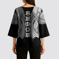 Samoan Ula Nifo Afi Tribal Kimono Sleeve Blouse Polynesian Pattern