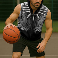 Samoan Ula Nifo Afi Tribal Sleeveless Zip Hoodie Polynesian Pattern
