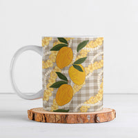 Maku'e Hawaiian Mango Palaka Ceramic Mug Aloha Hibiscus Pikake Lei