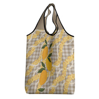 Maku'e Hawaiian Mango Palaka Grocery Bag Aloha Hibiscus Pikake Lei