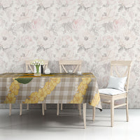 Maku'e Hawaiian Mango Palaka Tablecloth Aloha Hibiscus Pikake Lei