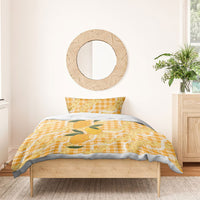 Alani Hawaiian Mango Palaka Bedding Set Aloha Hibiscus Pikake Lei