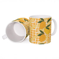 Alani Hawaiian Mango Palaka Ceramic Mug Aloha Hibiscus Pikake Lei