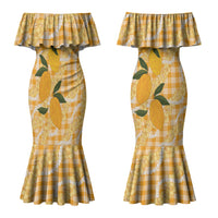 Alani Hawaiian Mango Palaka Couples Matching Mermaid Dress and Hawaiian Shirt Aloha Hibiscus Pikake Lei
