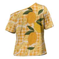 Alani Hawaiian Mango Palaka Cross Shoulder Shirt Aloha Hibiscus Pikake Lei