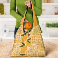 Alani Hawaiian Mango Palaka Grocery Bag Aloha Hibiscus Pikake Lei