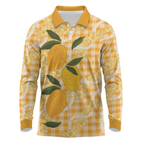 Alani Hawaiian Mango Palaka Long Sleeve Polo Shirt Aloha Hibiscus Pikake Lei
