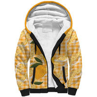 Alani Hawaiian Mango Palaka Sherpa Hoodie Aloha Hibiscus Pikake Lei
