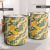 Uliuli Ahiahia Hawaiian Mango Palaka Laundry Basket Aloha Hibiscus Pikake Lei