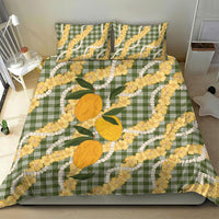 Uliuli Ahiahia Hawaiian Mango Palaka Bedding Set Aloha Hibiscus Pikake Lei