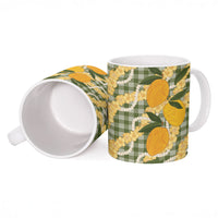 Uliuli Ahiahia Hawaiian Mango Palaka Ceramic Mug Aloha Hibiscus Pikake Lei