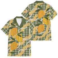 Uliuli Ahiahia Hawaiian Mango Palaka Family Matching Puletasi and Hawaiian Shirt Aloha Hibiscus Pikake Lei