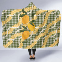 Uliuli Ahiahia Hawaiian Mango Palaka Hooded Blanket Aloha Hibiscus Pikake Lei
