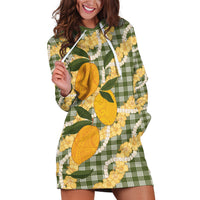 Uliuli Ahiahia Hawaiian Mango Palaka Hoodie Dress Aloha Hibiscus Pikake Lei