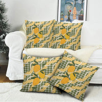 Uliuli Ahiahia Hawaiian Mango Palaka Pillow Cover Aloha Hibiscus Pikake Lei