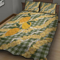Uliuli Ahiahia Hawaiian Mango Palaka Quilt Bed Set Aloha Hibiscus Pikake Lei