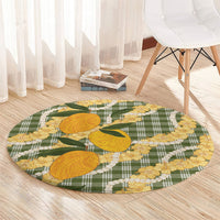 Uliuli Ahiahia Hawaiian Mango Palaka Round Carpet Aloha Hibiscus Pikake Lei