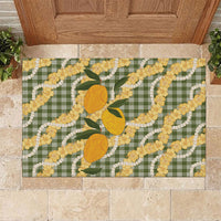 Uliuli Ahiahia Hawaiian Mango Palaka Rubber Doormat Aloha Hibiscus Pikake Lei