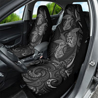 Hawaiian Mango Tribal Tattoo Car Seat Cover Black White Pacific Traditional Pattern