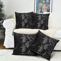 Hawaiian Mango Tribal Tattoo Pillow Cover Black White Pacific Traditional Pattern