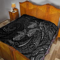 Hawaiian Mango Tribal Tattoo Quilt Black White Pacific Traditional Pattern