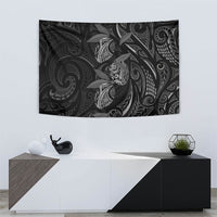 Hawaiian Mango Tribal Tattoo Tapestry Black White Pacific Traditional Pattern