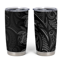 Hawaiian Mango Tribal Tattoo Tumbler Cup Black White Pacific Traditional Pattern
