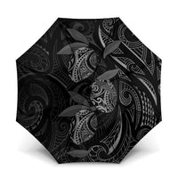 Hawaiian Mango Tribal Tattoo Umbrella Black White Pacific Traditional Pattern
