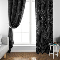 Hawaiian Mango Tribal Tattoo Window Curtain Black White Pacific Traditional Pattern