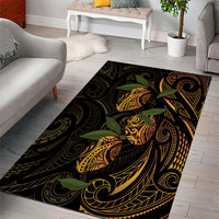Hawaiian Mango Tribal Tattoo Area Rug Gold Pacific Traditional Pattern