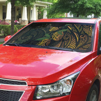 Hawaiian Mango Tribal Tattoo Auto Sun Shade Gold Pacific Traditional Pattern