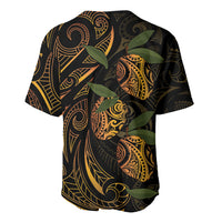 Hawaiian Mango Tribal Tattoo Baseball Jersey Gold Pacific Traditional Pattern