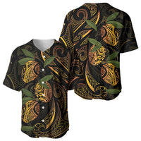 Hawaiian Mango Tribal Tattoo Baseball Jersey Gold Pacific Traditional Pattern