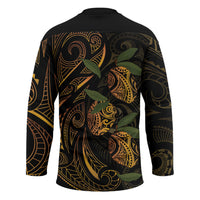 Hawaiian Mango Tribal Tattoo Hockey Jersey Gold Pacific Traditional Pattern