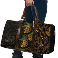 Hawaiian Mango Tribal Tattoo Travel Bag Gold Pacific Traditional Pattern
