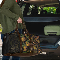 Hawaiian Mango Tribal Tattoo Travel Bag Gold Pacific Traditional Pattern