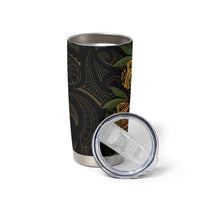 Hawaiian Mango Tribal Tattoo Tumbler Cup Gold Pacific Traditional Pattern