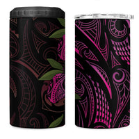 Hawaiian Mango Tribal Tattoo 4 in 1 Can Cooler Tumbler Pink Pacific Traditional Pattern