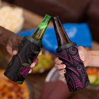 Hawaiian Mango Tribal Tattoo 4 in 1 Can Cooler Tumbler Pink Pacific Traditional Pattern