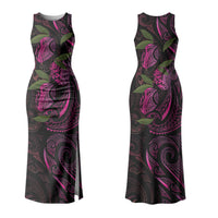 Hawaiian Mango Tribal Tattoo Couples Matching Tank Maxi Dress and Hawaiian Shirt Pink Pacific Traditional Pattern