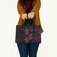 Hawaiian Mango Tribal Tattoo Leather Bag Pink Pacific Traditional Pattern