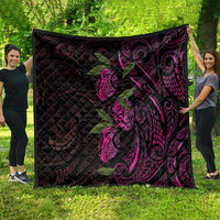 Hawaiian Mango Tribal Tattoo Quilt Pink Pacific Traditional Pattern