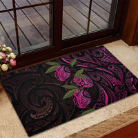 Hawaiian Mango Tribal Tattoo Rubber Doormat Pink Pacific Traditional Pattern
