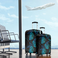 Hawaiian Mango Tribal Tattoo Luggage Cover Teal Pacific Traditional Pattern