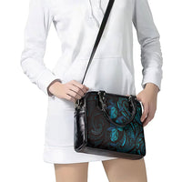Hawaiian Mango Tribal Tattoo Shoulder Handbag Teal Pacific Traditional Pattern