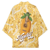 Hawaiian Mango Ukulele Kimono Retro Yellow Hibiscus Pikake Lei