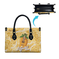 Hawaiian Mango Ukulele Leather Bag Retro Yellow Hibiscus Pikake Lei