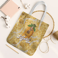 Hawaiian Mango Ukulele Tote Bag Retro Yellow Hibiscus Pikake Lei