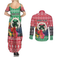 Personalised Vanuatu Joyeux Noel Couples Matching Summer Maxi Dress and Long Sleeve Button Shirt Proud To Be a Ni-Van Sand Drawing Art - Polynesian Pride